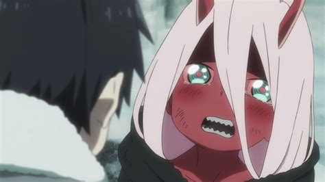 Darling In The Franxx Zero Two Hiro Zero Two With Red Face Crying Hd