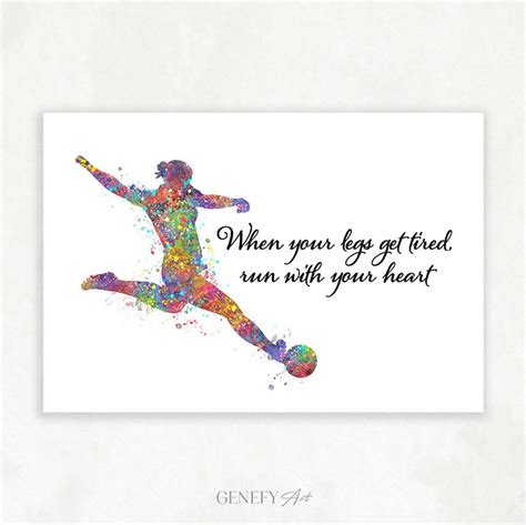 Sports Motivational Quote Art Football Girl Poster Soccer Motivational Quote Female Footballer