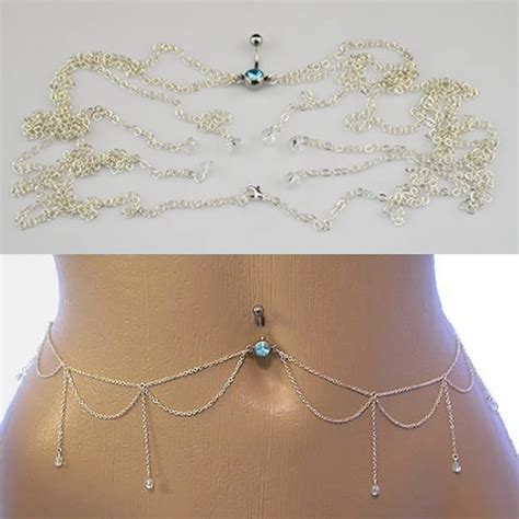 Piece Fashion Long Waist Chain Navel Belly Ring Charming Dangle