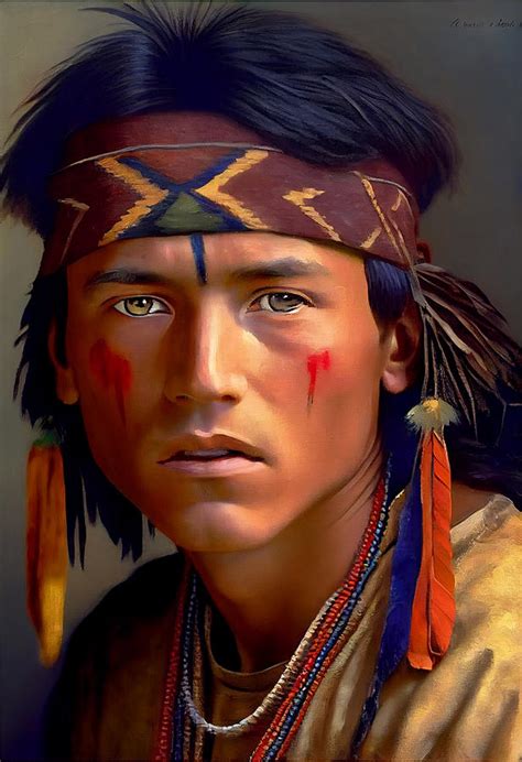 Very Handsome Young Native American Indian Boy By Asar Studios Digital