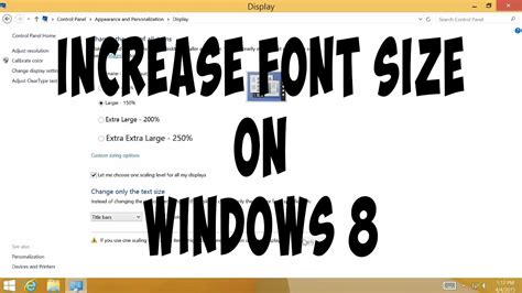 The ability to change the text size for icons and other elements in windows 10 was removed in the creators update. How to Increase Font Size on Windows 8.1 - YouTube