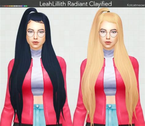 Kot Cat Leahlillith`s Radiant Hair Clayified Sims 4 Hairs