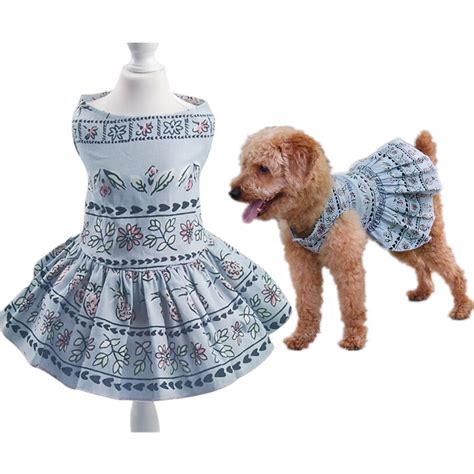 Springsummer Dog Dress Bohemian Floral Print Dog Dresses Xs Xl Pet