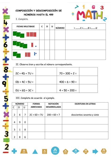 DescomposiciÓn De NÚmeros Hasta El 499 Ficha Interactiva Descomposicion De Numeros Primaria