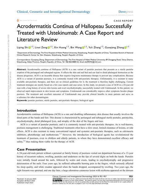 Pdf Acrodermatitis Continua Of Hallopeau Successfully Treated With