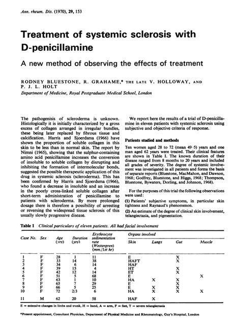 pdf treatment of systemic sclerosis with d penicillamine a new method of observing the