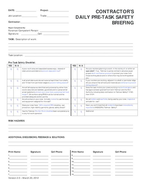 Safety Briefing Template Fill Online Printable Fillable Blank Pdffiller