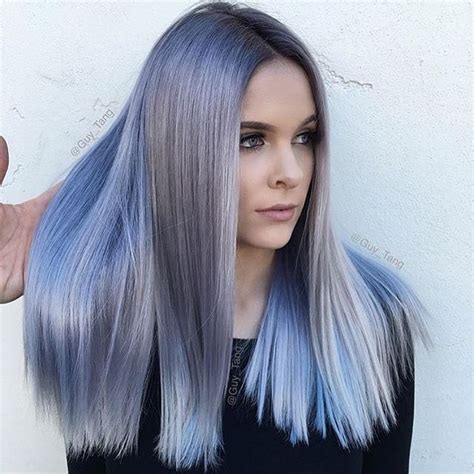 Ice Blue Hair Color Correction Shiny Straight Hair Mit Bildern