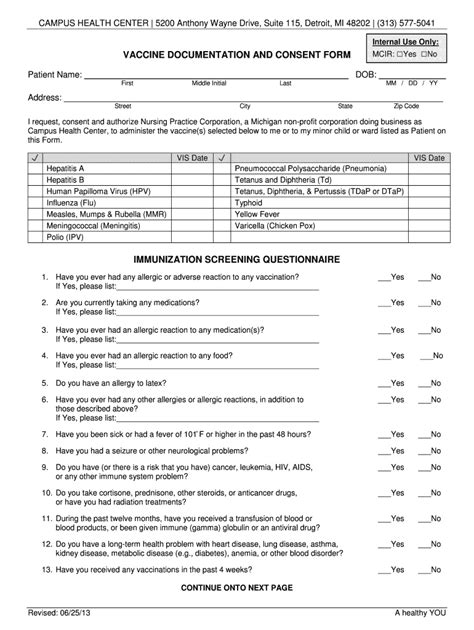 Printable Flu Vaccine Consent Form Template Printable Word Searches