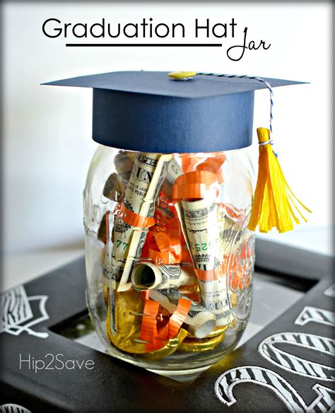 For an inexpensive gift, drop off a large wrapped box filled with helium balloons at the door of the graduate. Graduation Hat Jar (Graduation Gift Idea). This is a ...