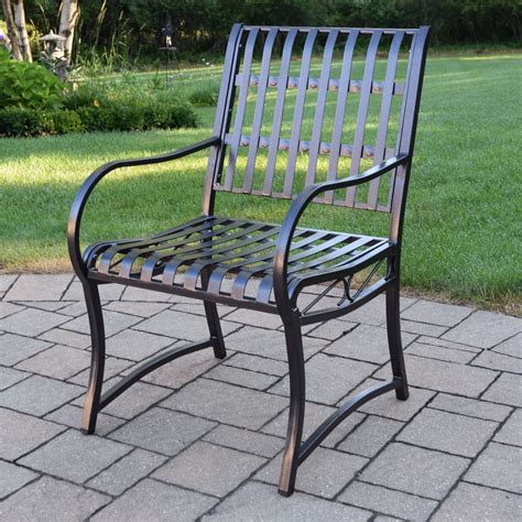Oakland Living Noble Wrought Iron Patio Arm Chair Outdoor Lounge