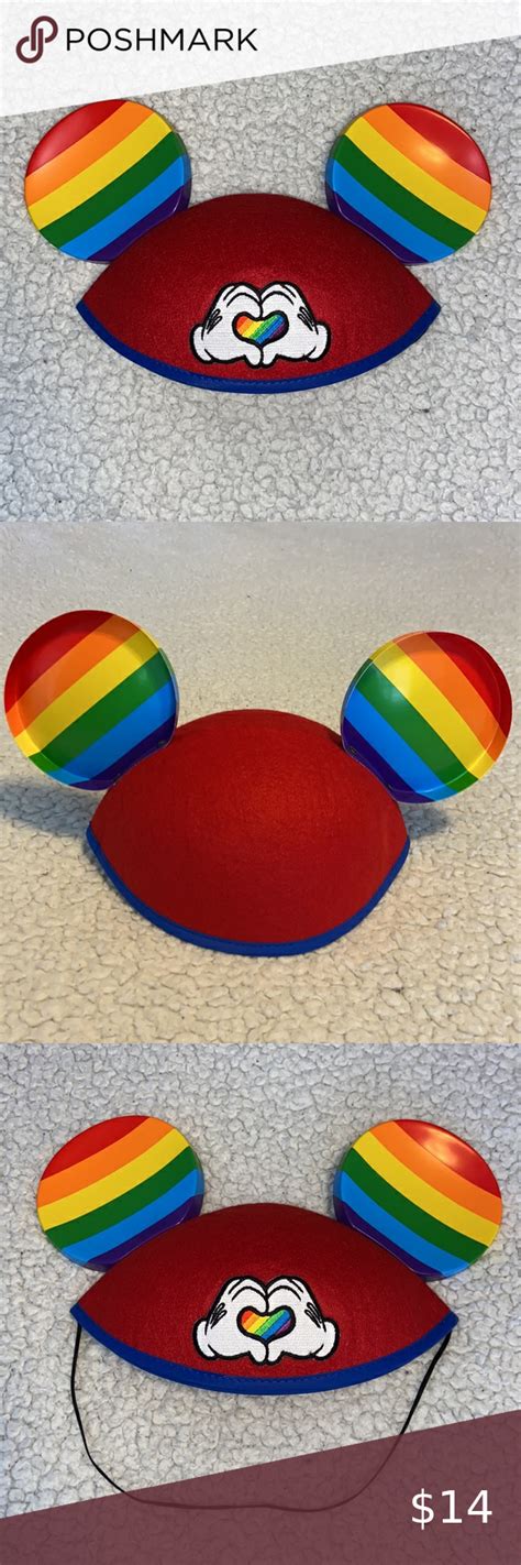Mickey Mouse Disney Rainbow Pride Ears Rainbow Heart Rainbow Pride