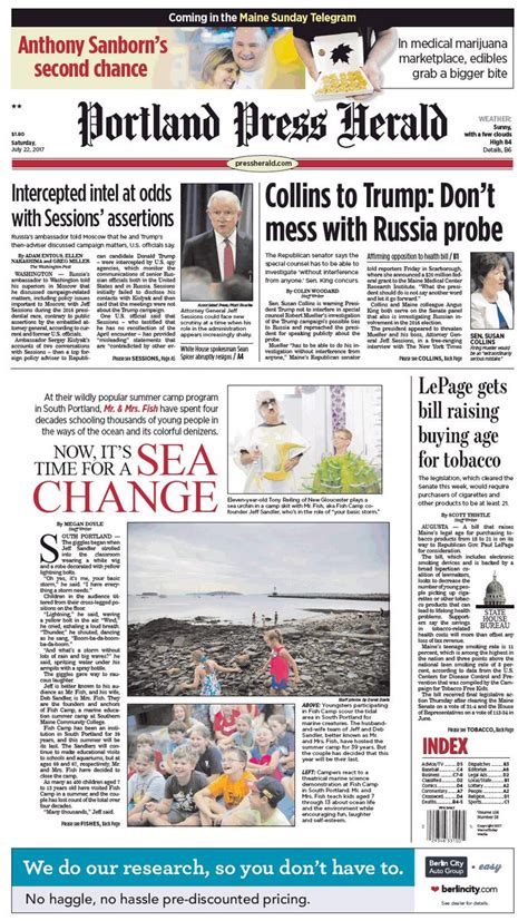 Today S Portland Press Herald Front Page Saturday July 22 2017 Scoopnest