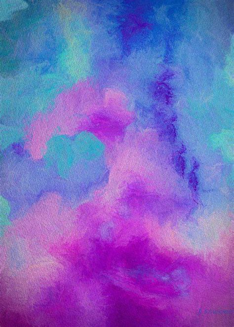Purple Blue And Turquoise Pastel Greeting Card By Jennifer Stackpole