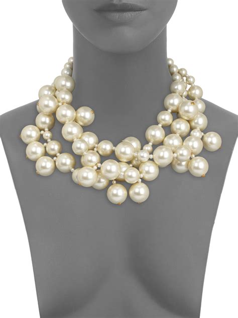 Kenneth Jay Lane Faux Pearl Multi Strand Necklace In Ivory White Lyst