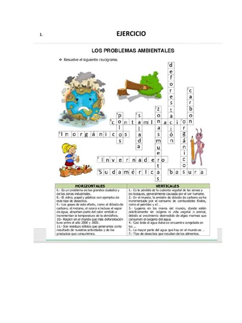 Ejercicio Crucigrama De Problemas Ambientales Pty Pdf Minería