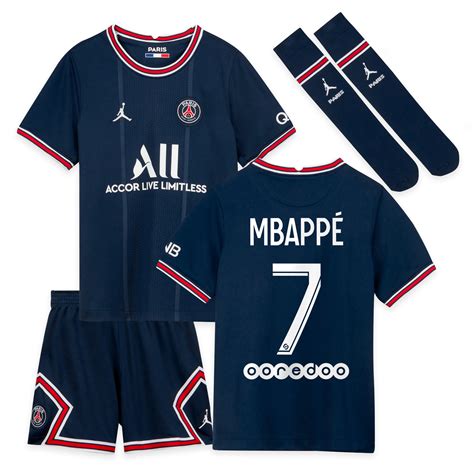 1ª Equipación Stadium Del Psg X Jordan 2021 22 Para Niños Dorsal Mbappé 7