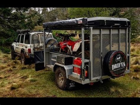 The trailer suspension is a unique trailing arm and airbag design that pete at hot shot racing and i came up with that i'm not quite ready to show off yet. MOTORBIKE TRAILER CAMPING PART 1 - YouTube