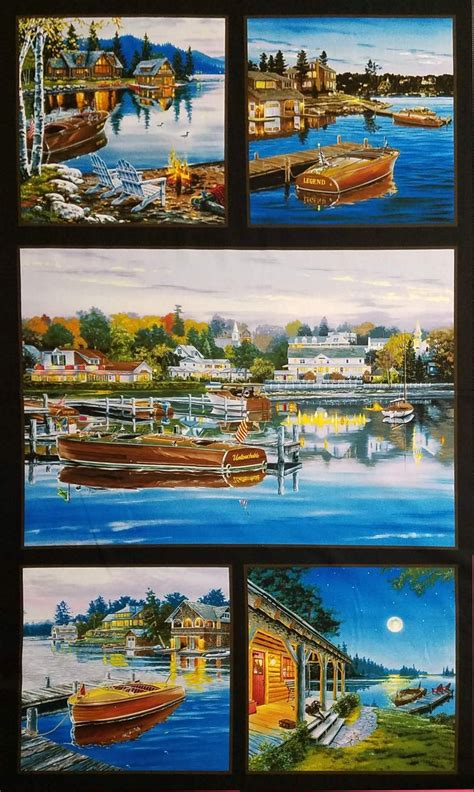 Classic Boats 24 Fabric Panel Mystic Sunset Fabrics Classic Boats