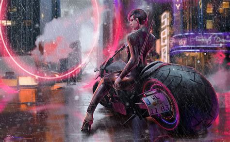 Sci Fi Cyberpunk Futuristic Girl Motorcycle Hd Wallpaper Peakpx