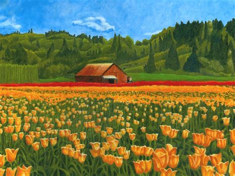 Tulip Field The Dominic White Studio Drawings And Illustration