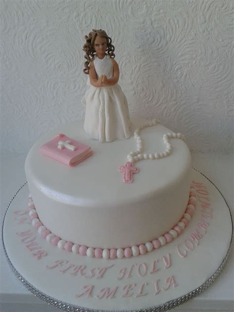 A Stunning Elegant Communion Cake With Bible And Rosary Beads Torta