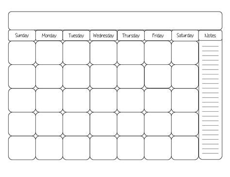 Blank Calendar Template Cute Printable Editable Blank Printable