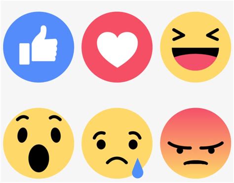 Facebook Emoticons Emoji Faces Vector Icons Like Love Facebook Reactions PNG Image
