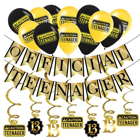 Buy Funny Official Teenager 13th Birthday Party Pack Gold And Black