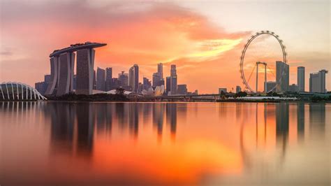 Singapore Skyline At Sunset Time Marina Bay In Singapore City