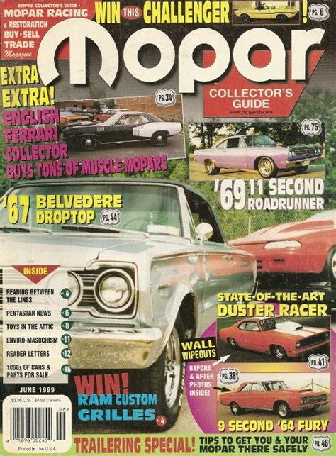 Check if moparcollectorsguide.com is down or having other problems. MOPAR COLLECTORS GUIDE 1999 JUNE - WICKED 64 FURY, KILLER ...