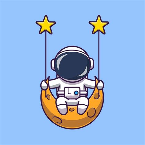 Lindo Astronauta Balanceándose En La Ilustración Del Icono Del Vector