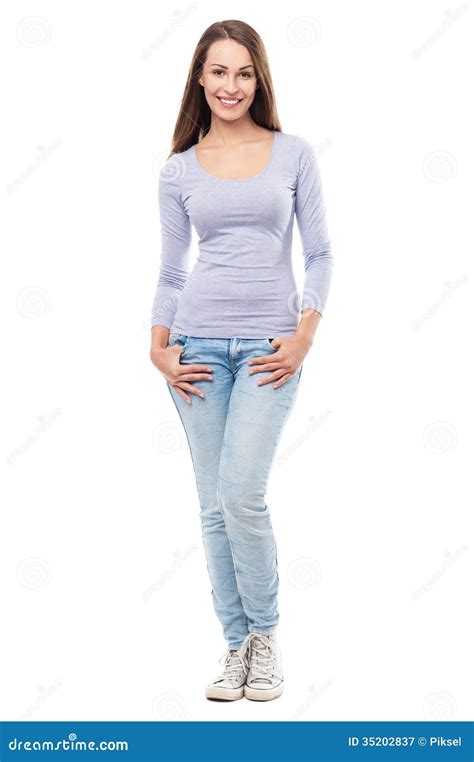 Attractive Young Woman Standing Stock Image Image Of Enjoying Full 35202837