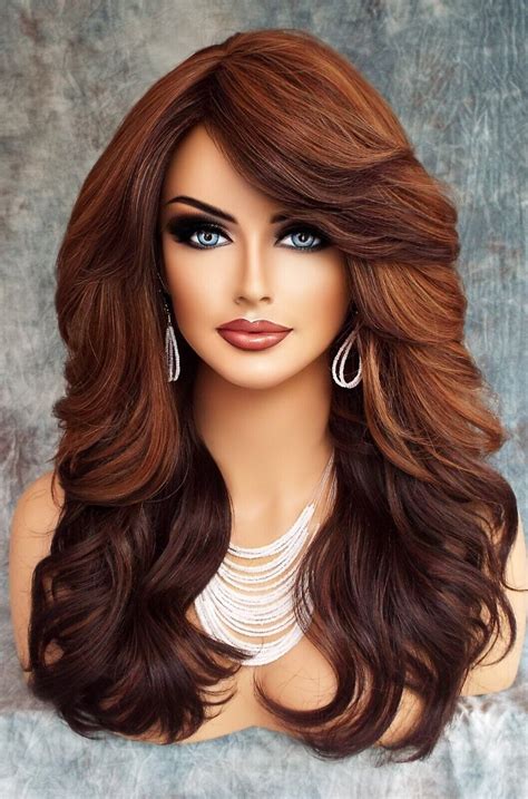 long wavy heat friendly wig highlighted clr chestnut gorgeous sexy long usa 132 ebay