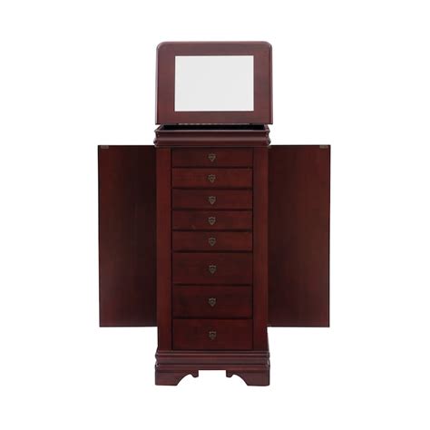 Powell Contemporary Cherry Finish Jewelry Armoire With 8 Drawers And