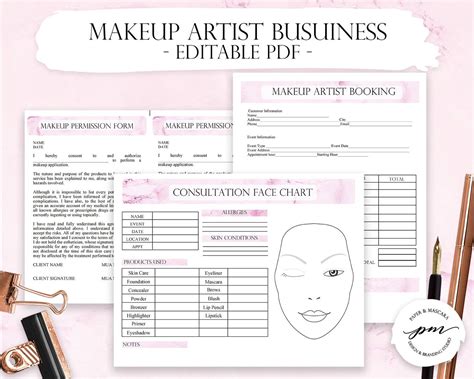 Pink Makeup Artist Business Planner Bundle Freelance Makeup Etsy