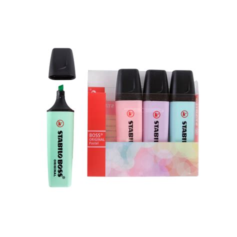 Stabilo Boss Highlighter Set Of 4 Assorted Pastel Colours Waltons
