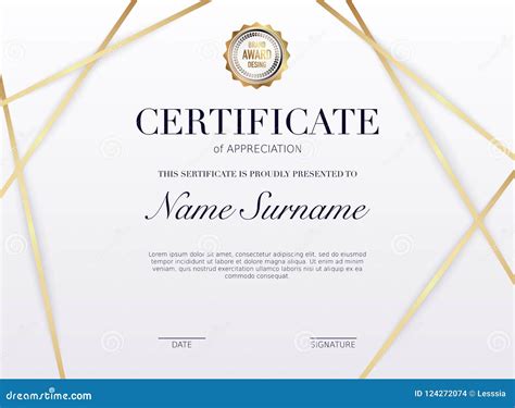 Certificate Template With Golden Decoration Element Design Diploma