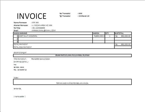 Contoh Proforma Invoice Contoh Invoice Pengertian Tujuan Tipe Elemen