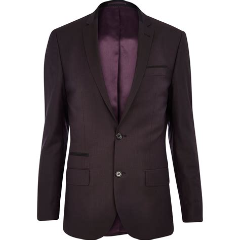 Lyst River Island Purple Slim Suit Jacket In Purple For Men