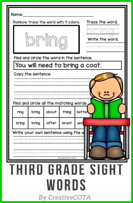 Grade 3 Sight Words Worksheets And Activities Third Grade Sight Words