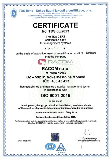 Iso 9001 Certificate Racom