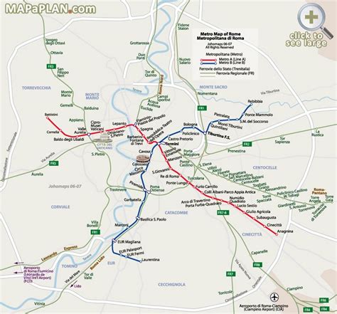 Metro Subway Map With Attractions Overlay Rome Top Tourist Printable