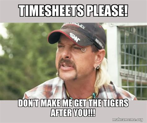 Timesheets Please Don T Make Me Get The Tigers After You Joe