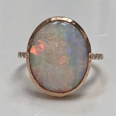 Large Opal Statement Ring Modern Opal Engagement Ring Unique Etsy