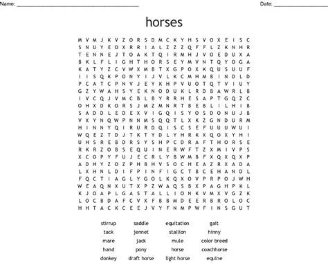 Horse Word Search Printable Web Printable Puzzle To Playprintable