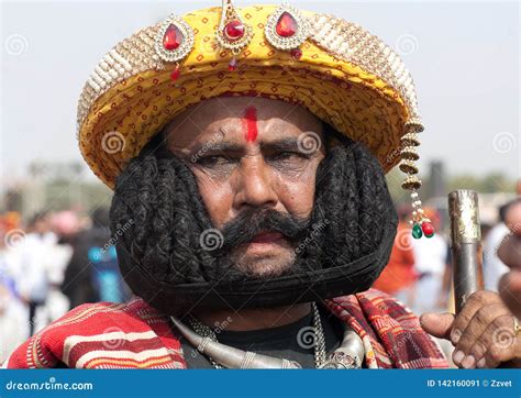Indian Man Presenting His Long Mustache Rajasthan India Editorial Photo Image Of Heritage