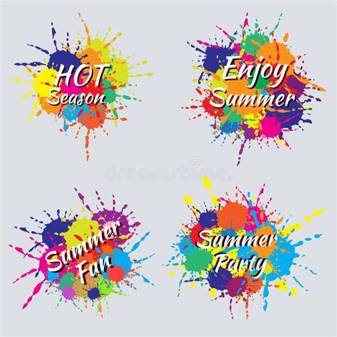 Colorful Enjoy Summer Splash Banner With Beach Background Stock Vector