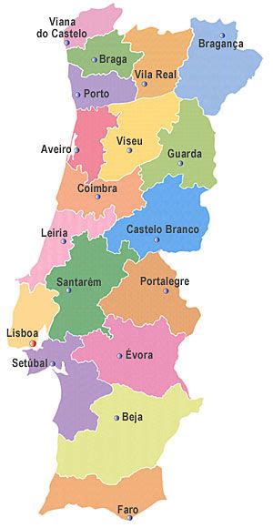 Mapa De Portugal Con Sus Distritos Portugal Ex