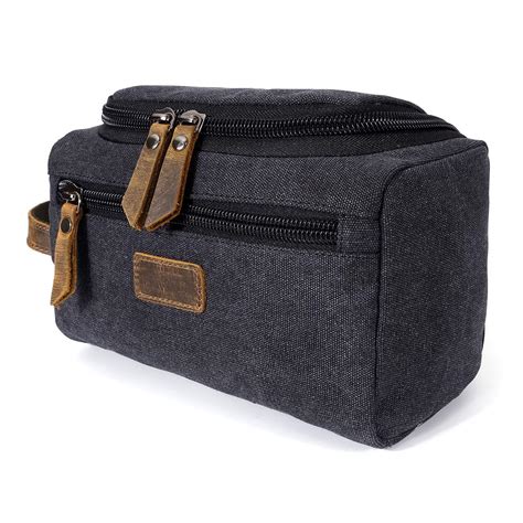 Cozycabin Mens Canvas Toiletry Bag With Leather Trim